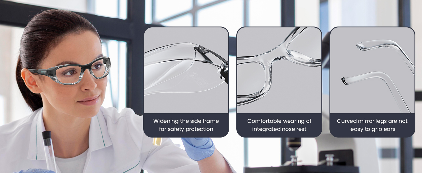Anti-Fog Lens Safety Glasses with Non-Slip AdjustableTemple Sleeve