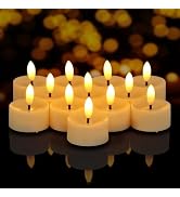 7LinRay 12 Pack Flameless Tea Lights Candles Battery Operated LED Tealights | 3D Wick Realistic F...