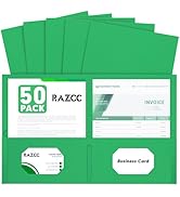 Two Pocket Folders, RAZCC 50 Pack 2Pocket Folders Fit Letter Size Paper, Paper Folders with Pocke...