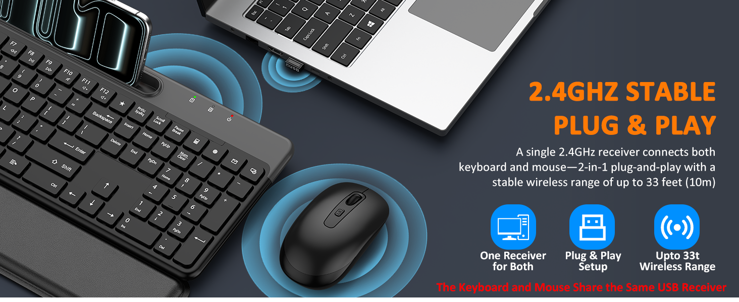 Ergonomic Wireless Keyboard and Mouse