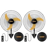 CAMMOO 20 Inch Wall Mount Fan Oscillating, Extended 3.3ft Wired Remote and 6.6ft Power Cord, 3-Sp...