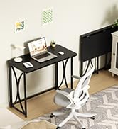 coeztt Folding Desk, 31.5" Small Desk for Bedroom, Space Saving Foldable Computer Desk for Home O...