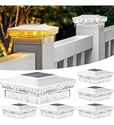btfarm 6 Pack Solar Post Cap Lights Outdoor, 2 Mode 16 LED Fence Post Light Fit 4x4 3.5x3.5 Woode...