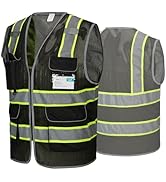 COOLJOB 9 Pockets Reflective Mesh Safety Vest for Men, Hi-vis Work Vest for Construction, Class 2...