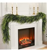 N&T NIETING 9FT Artificial Norfolk Pine Garlands, Real Touch Pine Garland, Faux Greenery Garland ...