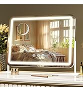 Hasipu Vanity Mirror with Lights, 12" x 10" LED Makeup Mirror, Light up Mirror with 10X Magnifica...