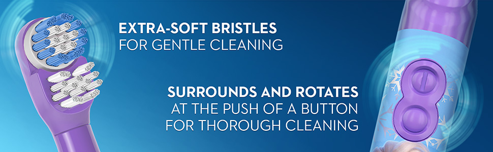Oral-B Kids Frozen Battery brush extra-soft bristles for gentle cleaning at the push of a button