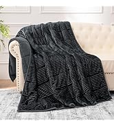 Sherpa Fleece Adult Weighted Blanket with Ribbed Stripes, 15 Pounds Dual Sided Soft Plush Blanket...