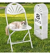 MAKE CHANGES Folding Chair 8 Pack, White Plastic Patio Chairs, 250Lbs Capacity Indoor Outdoor Cha...