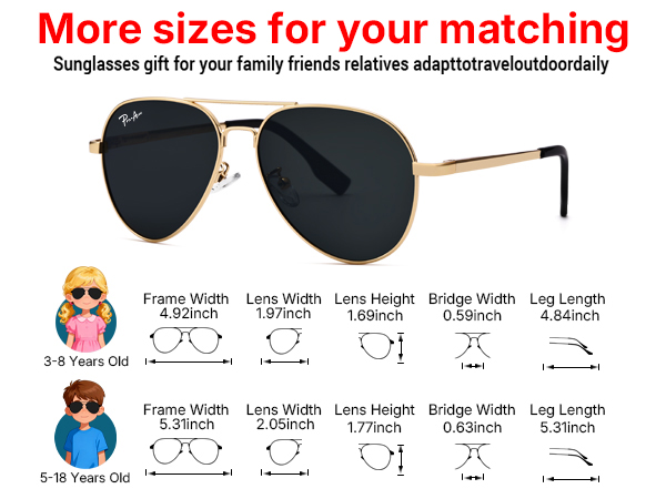 Pro Acme Kids Aviator Sunglasses for Boys Girls, Polarized Small Face for Youth
