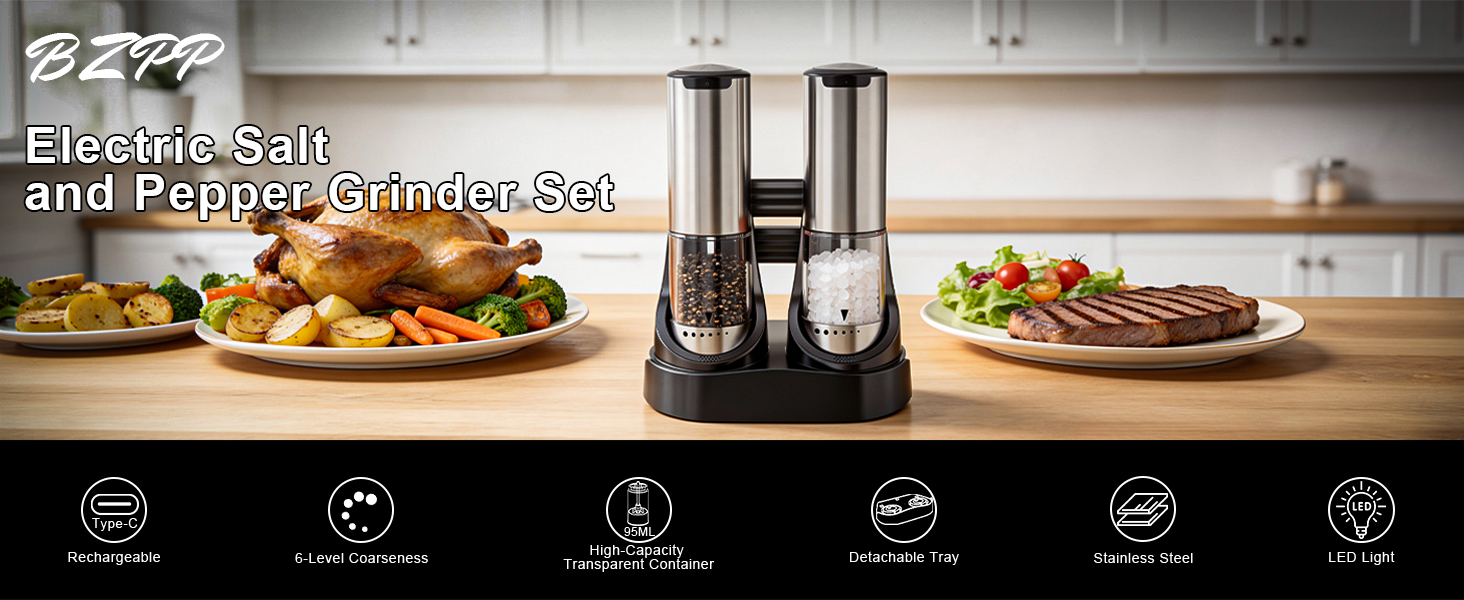 electric salt and pepper grinder set rechargeable salt and pepper shakers salt and pepper mill set