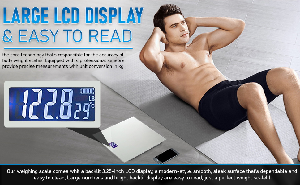 Our weighing scale comes whit a backlit 3.25-inch LCD display;