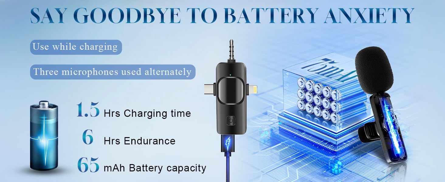 3 Pack Wireless Microphone for iPhone iPad, Mini Microphone