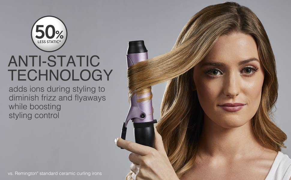 50% less frizz curling iron adds ions for smooth styles and tight curls