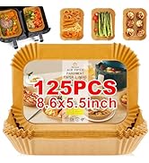 Air Fryer Liners Disposable, Rectangular Parchment paper for Ninja 2-Basket Air Fryer, 125Pcs Nat...