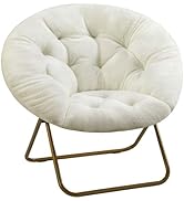 DUMOS Comfy Saucer Chair, Faux Fur Lounge Seasting XL Circle Chair for Bedroom, Dorm &amp; Gaming, Fo...