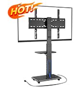 Rolling TV Stand with Power Outlet, Mobile TV Cart for 32-75 Inch TVs up to 110 lbs, 18 Adjustabl...