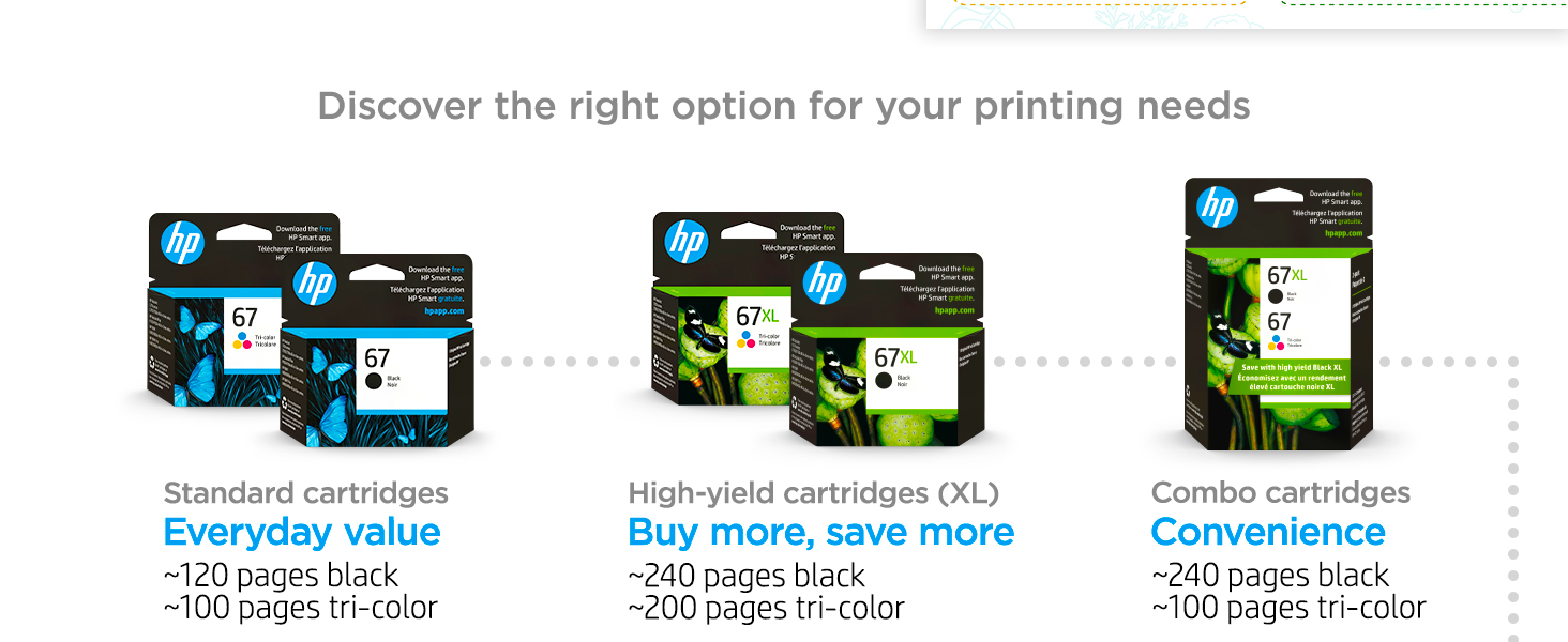 original hp 67 ink standard high-yield multipack cartridges Instant Ink savings