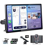 TECXERLLON 9.0'' Wireless Carplay Screen for Car with 4K Dash Cam &amp; 1080P Backup Camera, Touchscr...