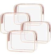 PACKISM Clear Makeup Bags, 4 Pack Quart Size Travel Bag TSA Approved Clear Travel Bags for Toilet...