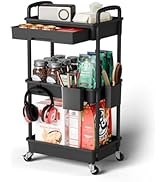 Sorgion 3 Tier Small Rolling Cart Organizer,Laundry Room Bathroom Organizers and Storage Office S...