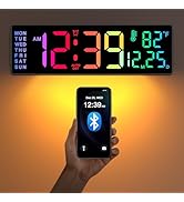 Soobest 14.2" Large Digital Wall Clock with Bluetooth Auto Sync Time Date Day, LED Big Display, 1...