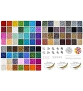 Ybxjges 42000Pcs 2mm Glass Seed Beads 12/0 Small Tiny Beads Kit with 300Pcs Alphabet Letter Beads...