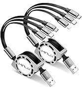 Multi Charging Cable 3A, [2Pack 4ft] Retractable Multi Charging Cord 3 in 1 Fast Charger Cord, US...