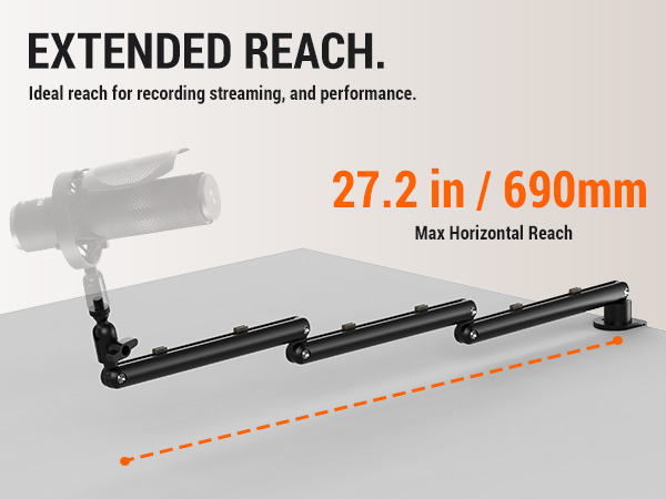 Low Profile Mic Arm for Lightweight Mics