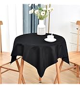 Nacuci Small Square Tablecloth 36x36 Inch Water Resistant Side Table Cloth Solid Black Heavy Duty...