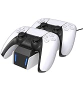 TALK WORKS PS5 Controller Charger Station for PlayStation 5 - Fast Charging Dock Stand with Dual ...