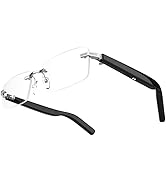 Faifxo Smart Glasses Rimless Smartglasses with Bluetooth Speaker,Remote Control Photo Taking/UV P...