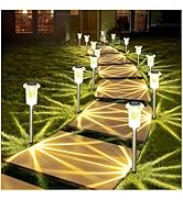 DenicMic Solar Lights Outdoor 10 Pack Waterproof 3000K Warm White LED Stainless Steel Stake Outsi...