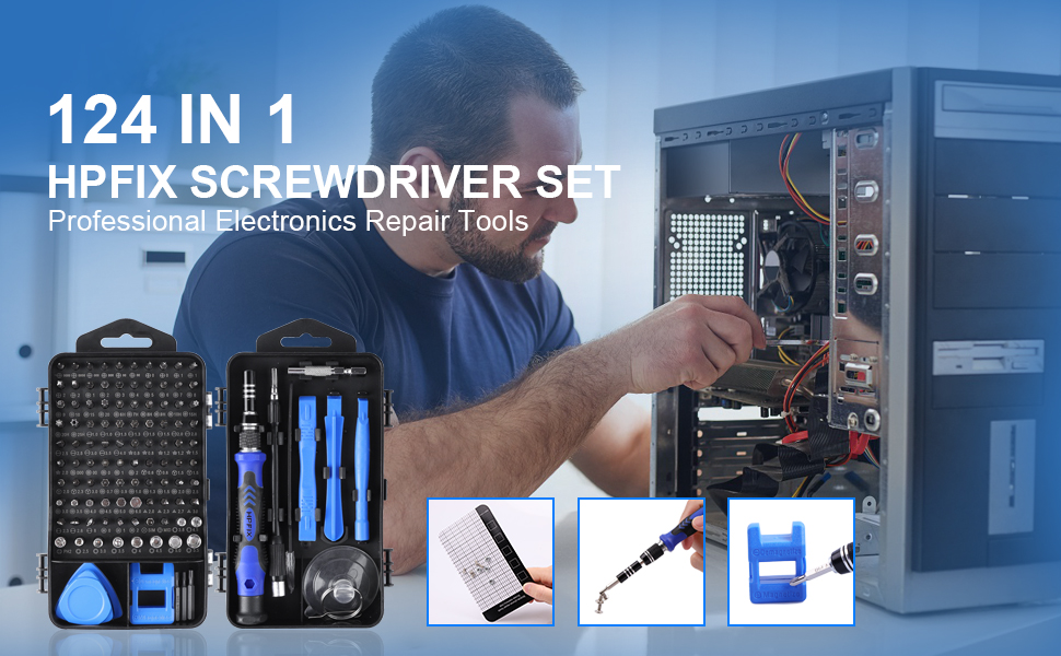 HPFIX 124-Piece Computer Repair Tool Kit 