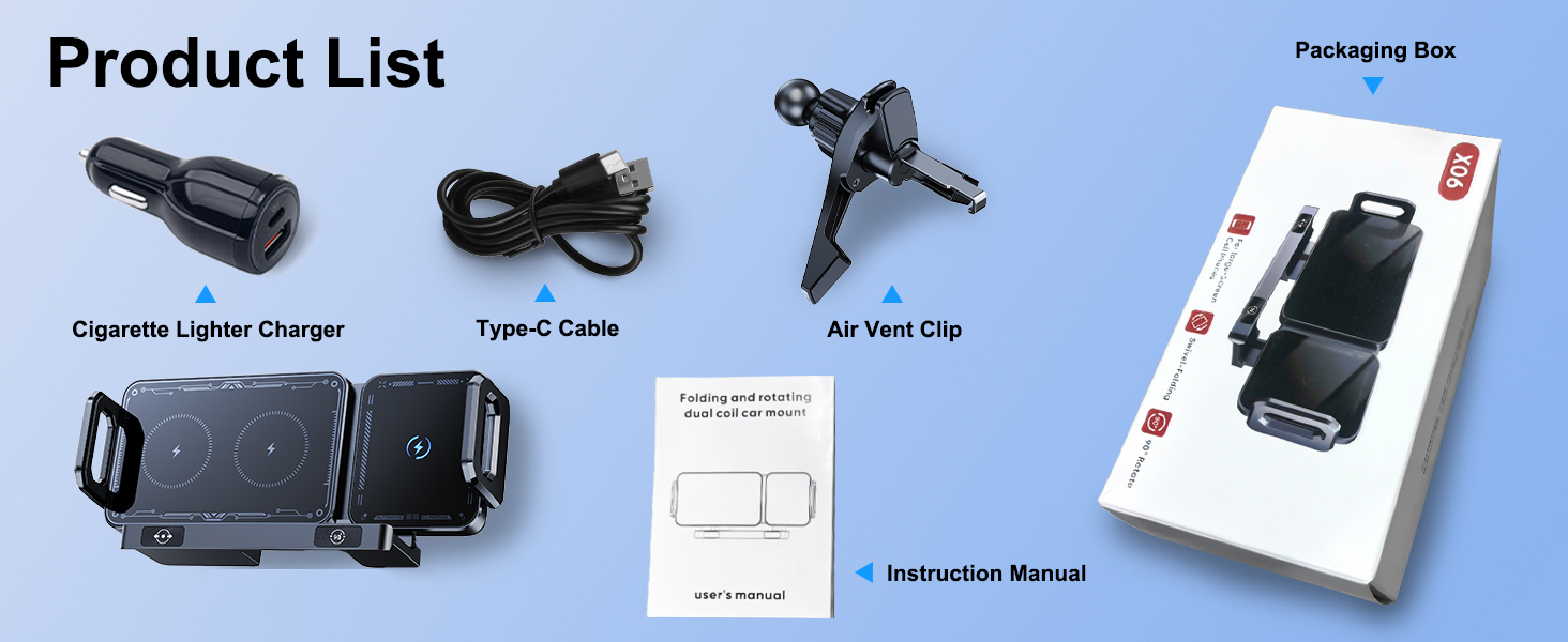 Wireless Car Charger Mount Holder for Samsung Galaxy Z Fold 6 5 4 3 2