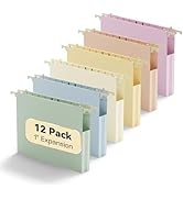 NORDUN Plastic Hanging File Folders 1 Inch Expansion Letter Size,12 Pack Reinforced Heavy Duty Ha...