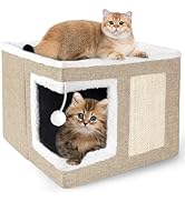 Loyareal Cat Houses for Indoor Cats - Large Cat Bed Cave for Cat House with Scratch Pad and Fluff...
