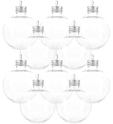 Hemobllo 10pcs Bulb Shaped Bottles, Clear Ornament Drinking Bulbs with Silver Caps, 250ml, Pet Pl...