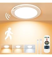 Rechargeable Ceiling Light, No Wiring Battery Operated Ceiling Lights with Remote, Closet Lights ...