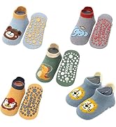 Exegawe Baby Socks with Grippers 5 Pairs Toddler Kids Cartoon Floor Ankle Non Slip Socks