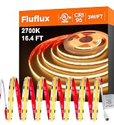 FluFlux 2700K COB LED Strip Lights, 3W/FT 24V DC Premium Flexible Tape Light with Strong 3M VHB Tape