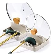 AIERSA Spoon Rest with Lid Holder for Stove Top (2 Pack) Spatula Ladle Pot Lid Utensil Rest for C...