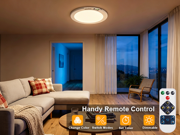 Remote-controlled motion-sensor ceiling light