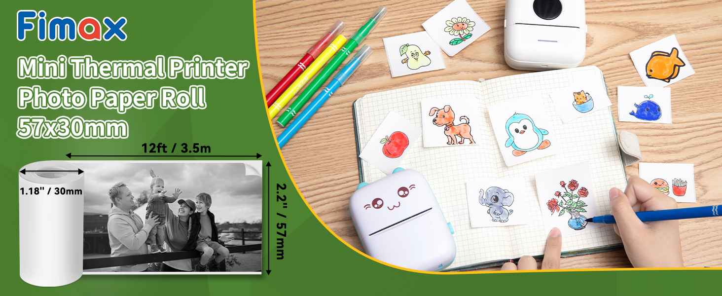 mini printer 57mm thermal paper sticker