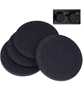 Wisdompro Car Coasters, 4 Pack PVC Car Cup Holder Insert Coaster - Anti Slip Universal Vehicle In...