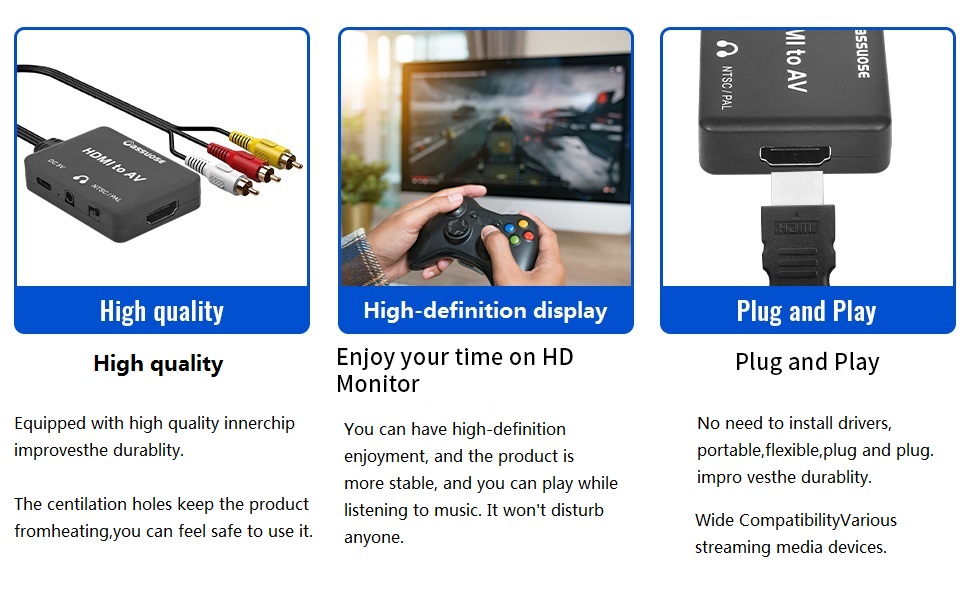 HDMI to AV Adapter+4