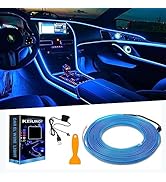 El Wire Lights for Car, Blue El Wire Car Interior Neon Lights 16FT/5M Car Led Strip Light Interio...