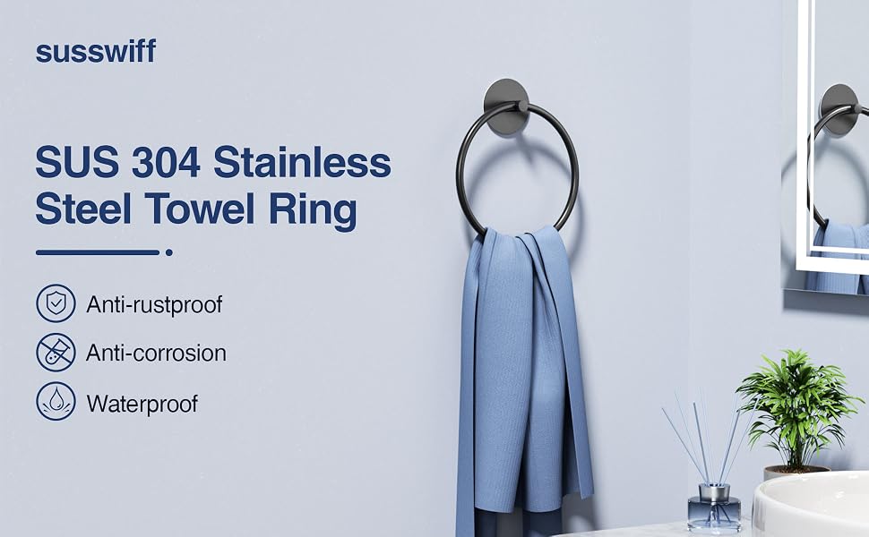Matte Black Bathroom Towel Ring