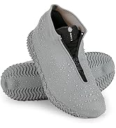 Zbyoujer Waterproof Rain Shoe Covers, Silicone Overshoes with Zipper Non-slip Galoshes for Men an...