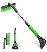 SEAAES 33 Inch Ice Scraper with Snow Brush for Car Windshield, Extendable Snow Scraper and Brush ...